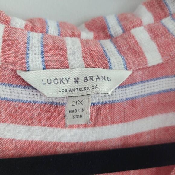 Lucky brand 3X linen blend tie open back striped button down blouse preppy nauti - Picture 4 of 10